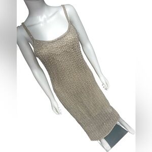 NWT $90 bar lll sparkly midi Elegant Gold Knit Dress